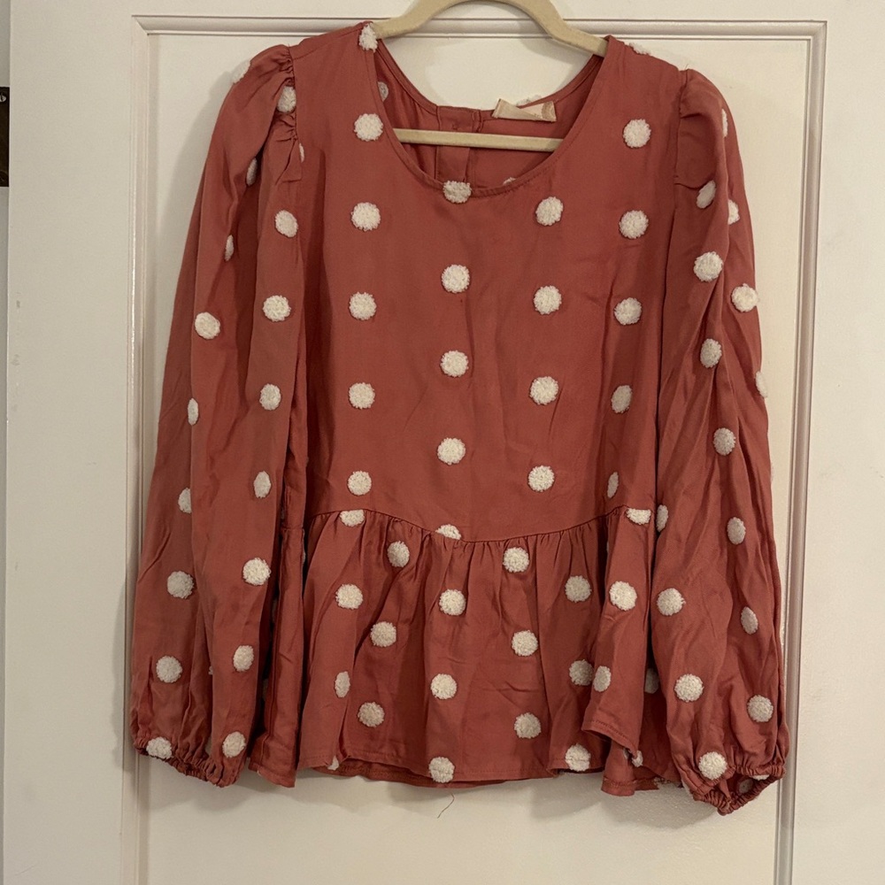 Altar'd State Pink Polka Dot Blouse